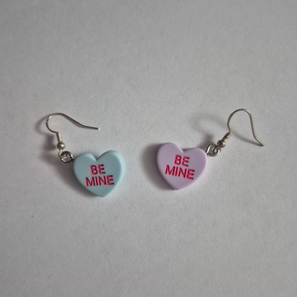 Be Mine Heart Earrings - Pink and Blue
